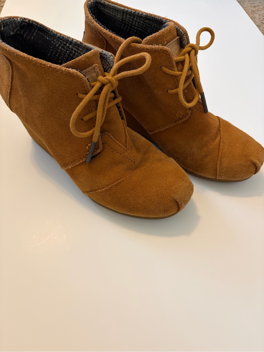 Toms Women's Suede Lace-Up Wedge Booties